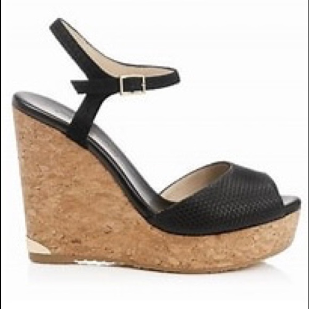 Jimmy Choo Size 8 Black/Cork Platform Sandals
